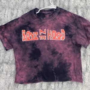 Small cropped womens boyz in the hood tie dye graphic tee